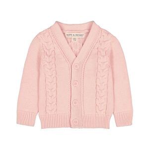 Hope & Henry Girls Cable Cardigan Sweater, Pink